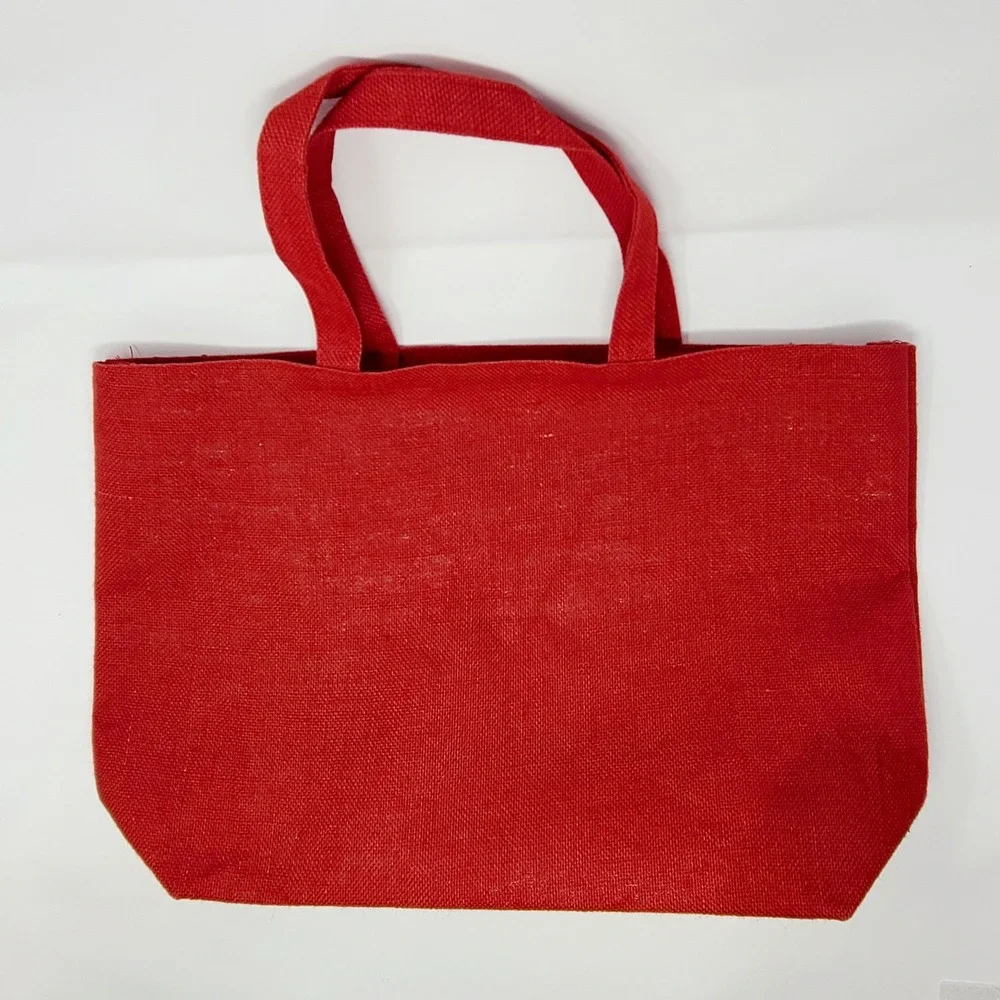 Hobby Lobby Santa Christmas Tote Bag Red Burlap‎ Sequin Large Holiday